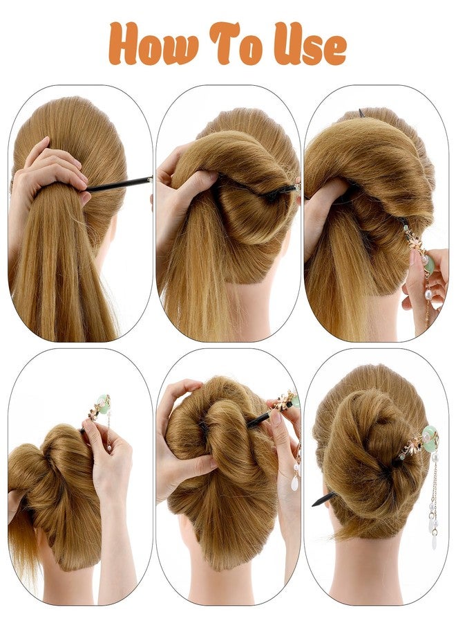 Matwsec 4PCS Chinese Wooden Hair Stick for Women, Retro Hair Sticks for Buns, Japanese Classic Hairs Chopsticks Wooden Hairpins Handmade Flower Accessories - Image 4